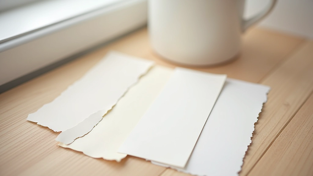 Neutral colour palette samples showing warm whites, soft greys, and natural tones for home décor